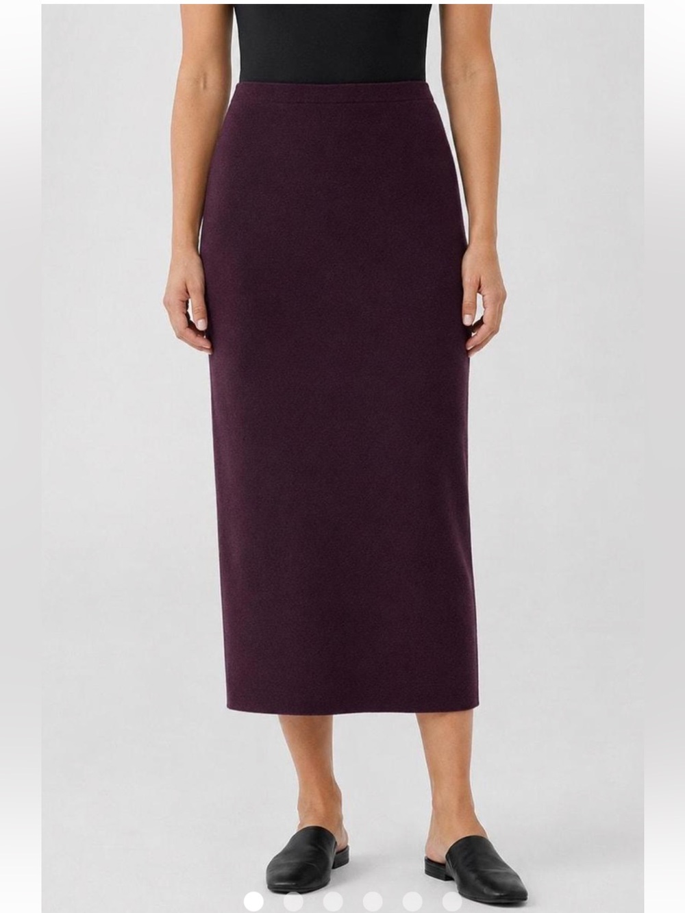 Eileen Fisher Merino Wool Knit Midi Straight Skirt Size M Minimalist Cozy Fall